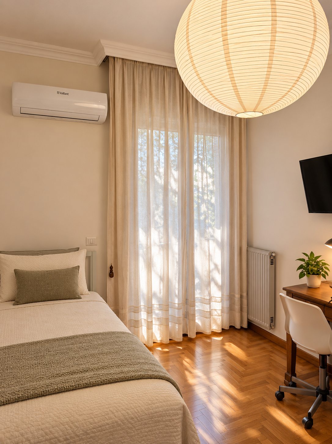 Letto e finestra della stanza
